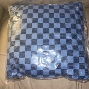 Checkered Blue and Black Pillow NWT Sealed Room Decor Home Bedding Bed Cozy Fun